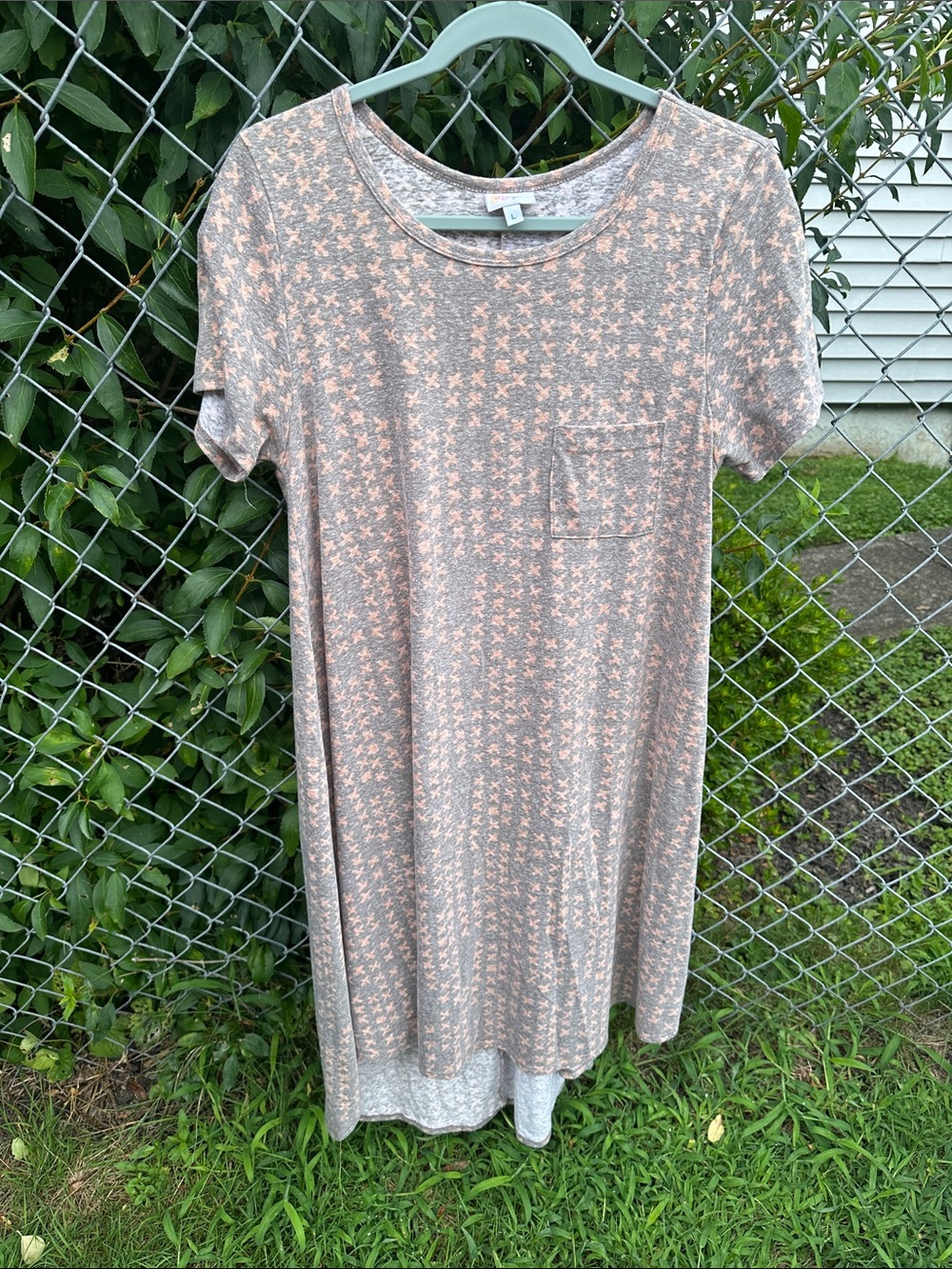 LuLaRoe Short Sleeve High-Low Dress in Pink and Gray